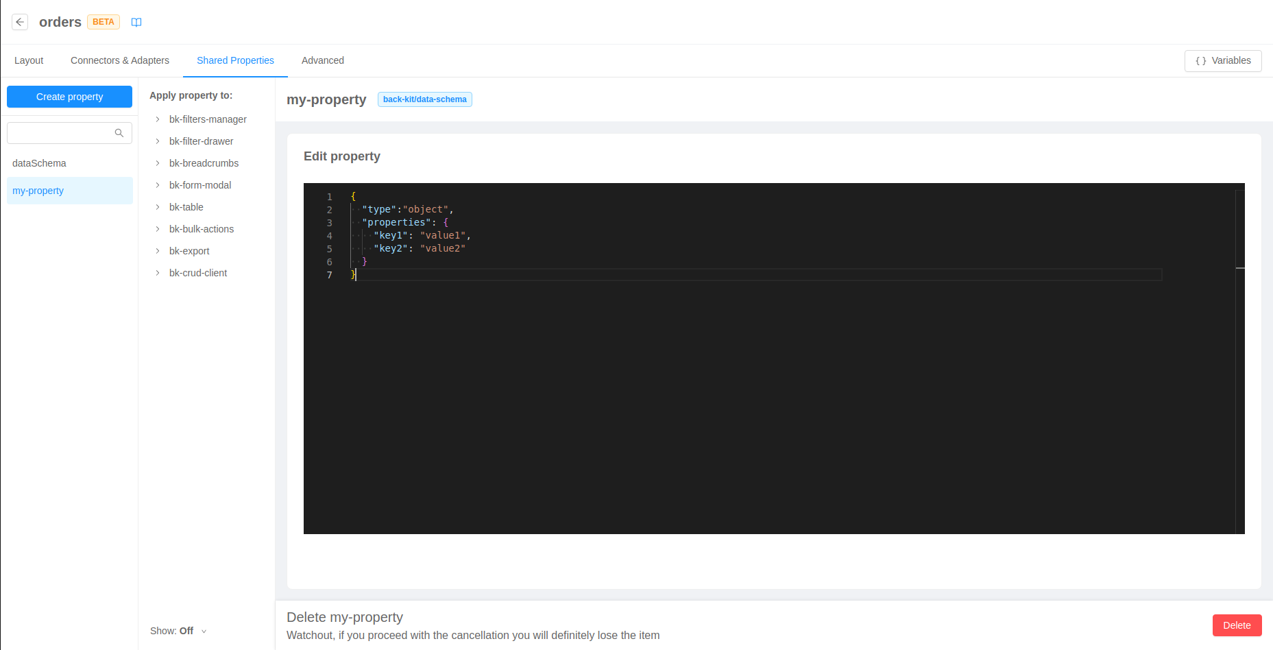 Compose page shared properties tab