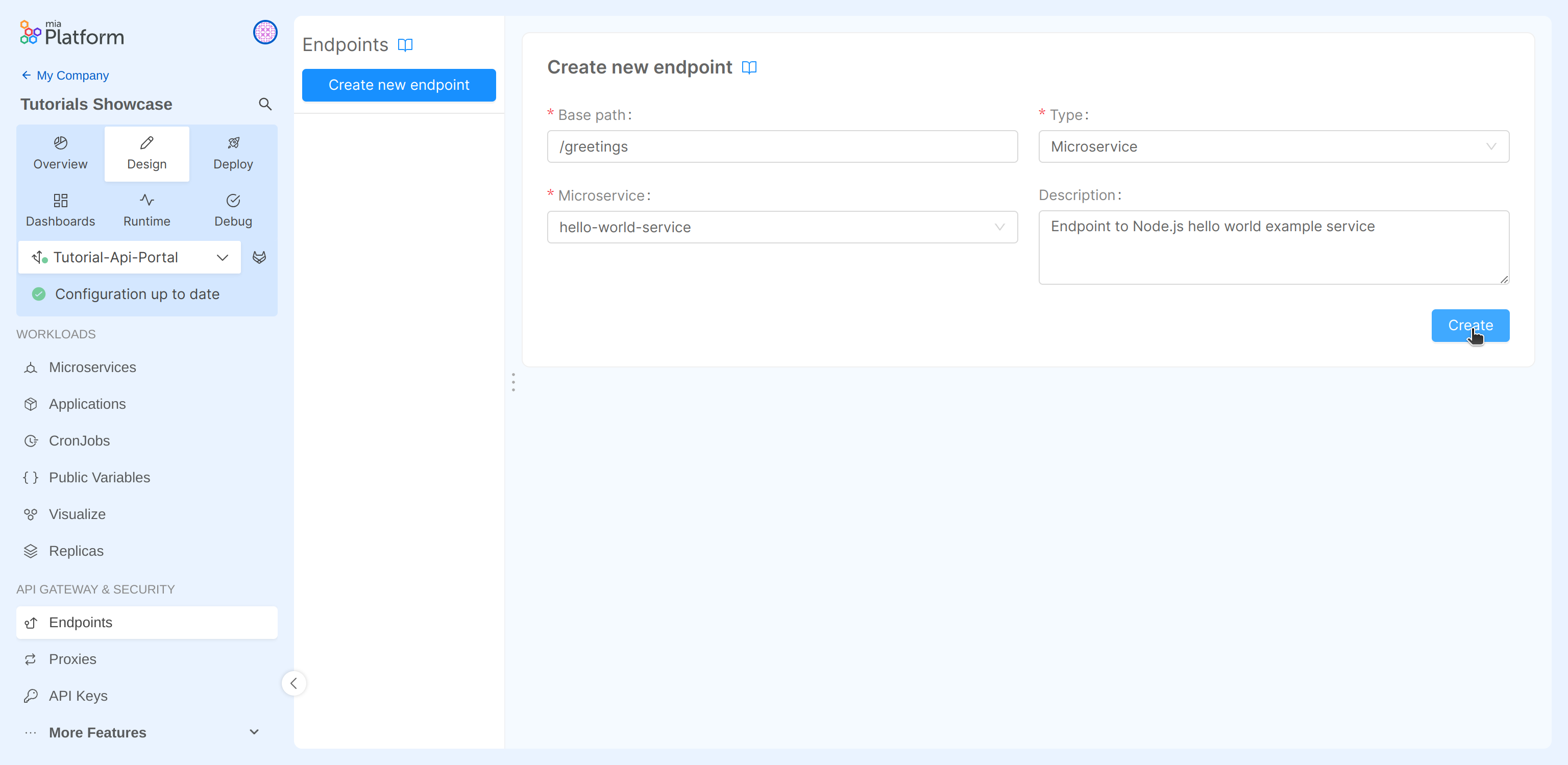 Create endpoint