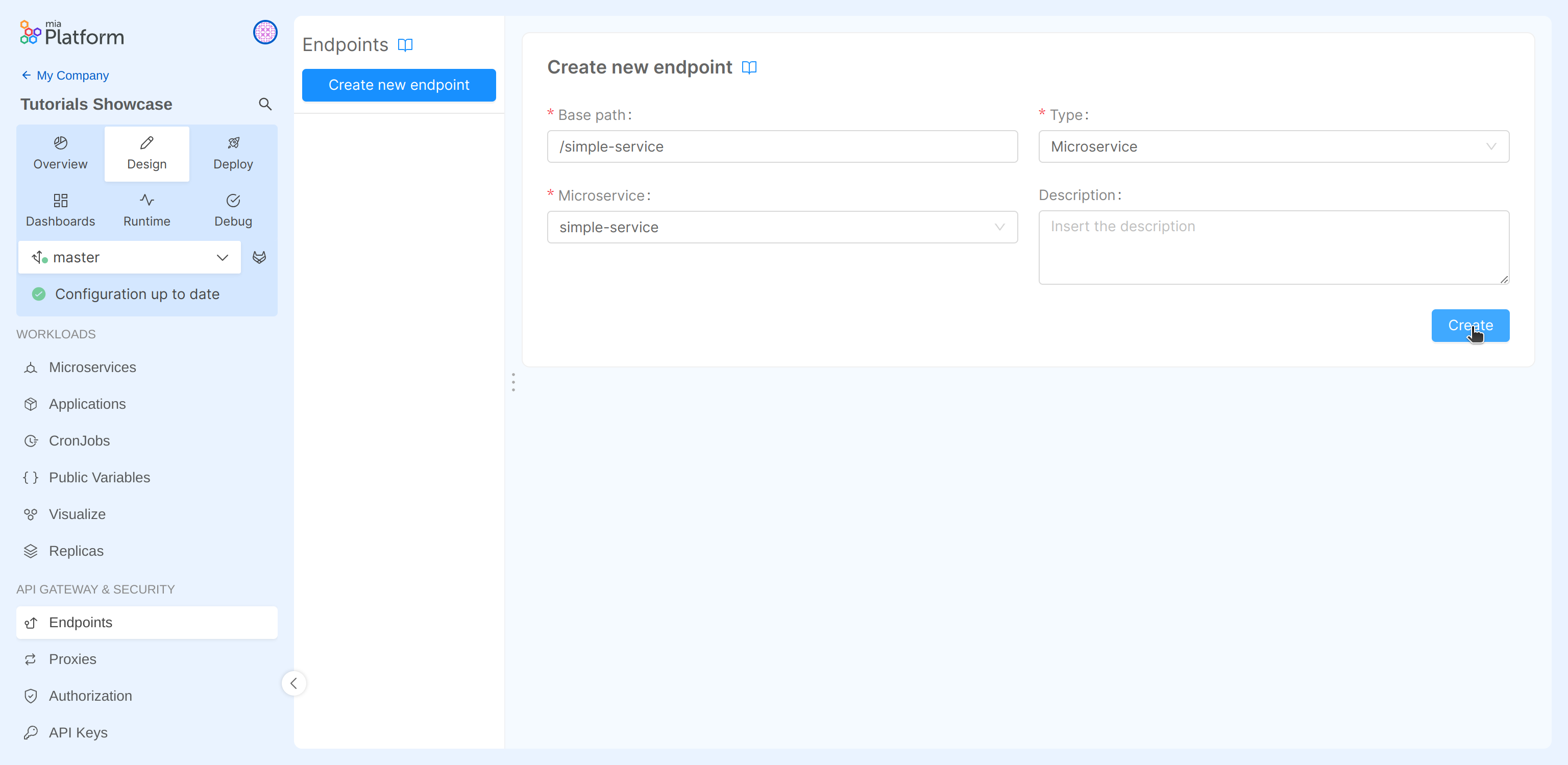 Create endpoint