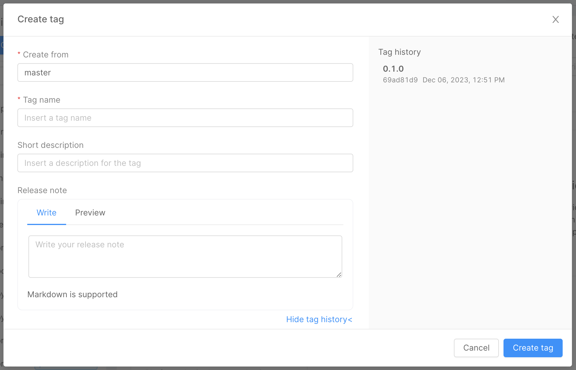 Create Tag