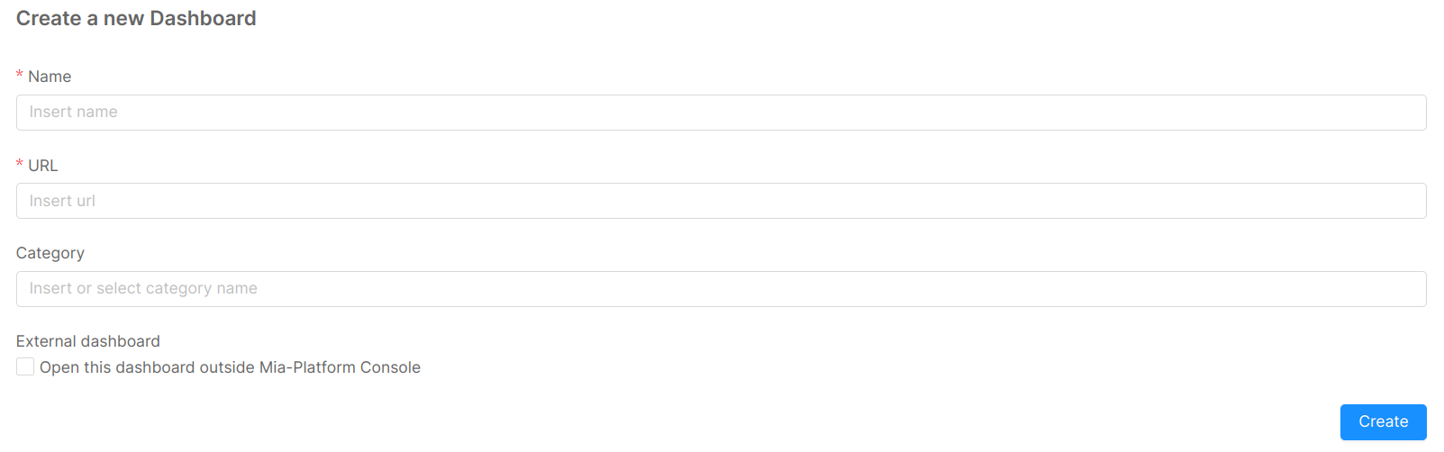 create dashboard