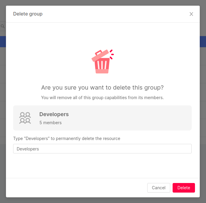 Delete group