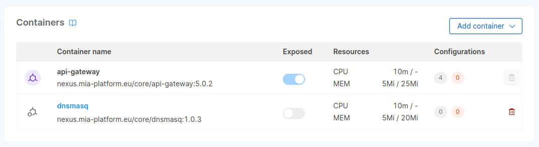Exposing containers