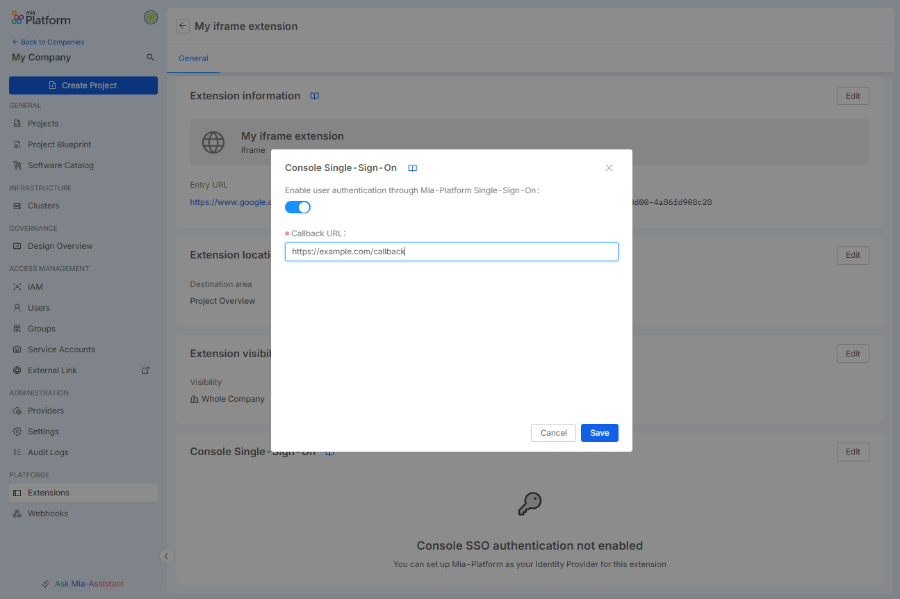 Extensions SSO
