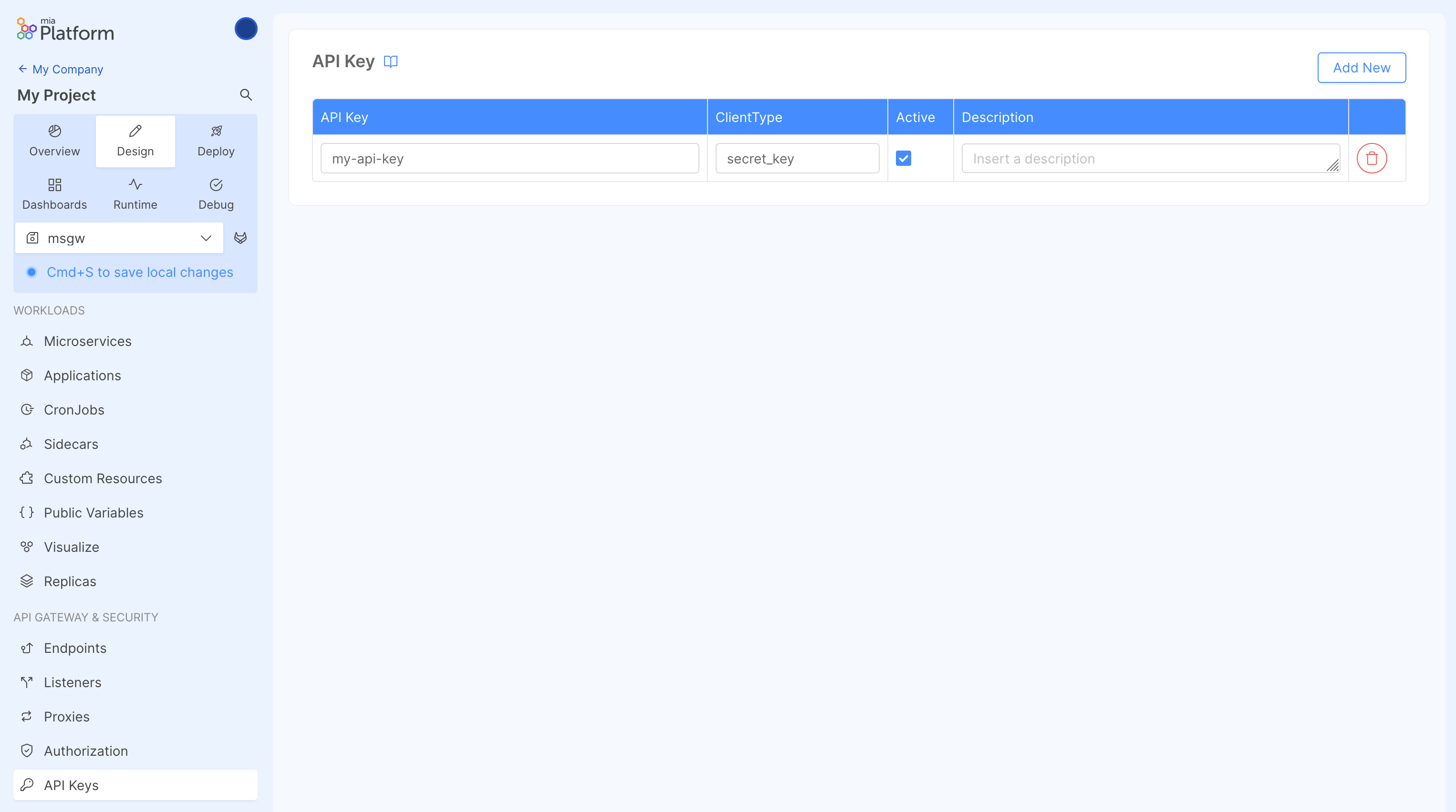 API Key creation