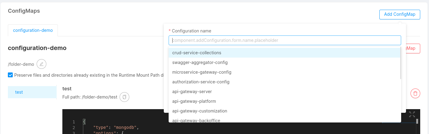 Shared configmaps