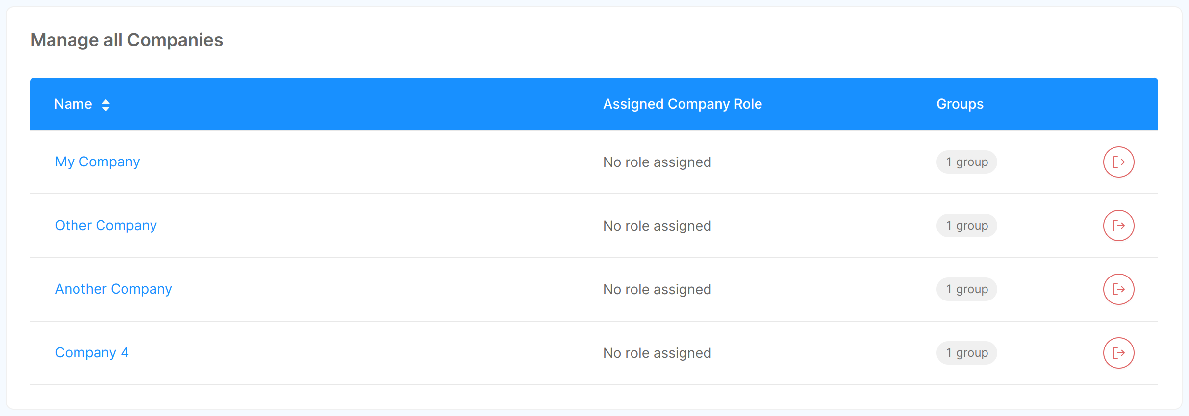 Companies section